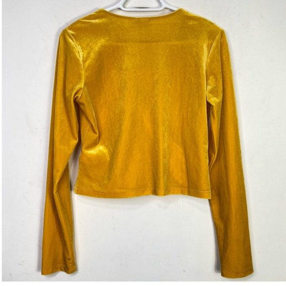 Twik Gold Crushed Velvet Cropped Wrap Top Long Sleeve M - Picture 5 of 6